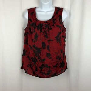 Talbots floral front ruched sleeveless top SP